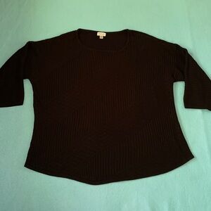AVENUE knit sweater scoop neck multi pattern 3/4 sleeve black size 14 - 16